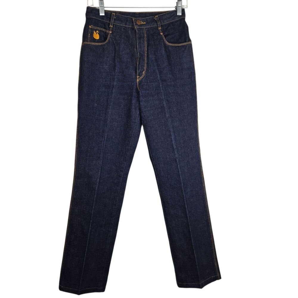 Vtg Gloria Vanderbilt Murjani Jeans Sz 10 Dark Wash High Rise Straight Leg Swan